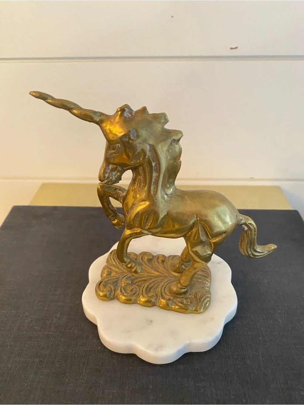 Vintage Solid Brass Rearing Unicorn Statue Figure Mythical Ethereal Celestial - Picture 5 of 10